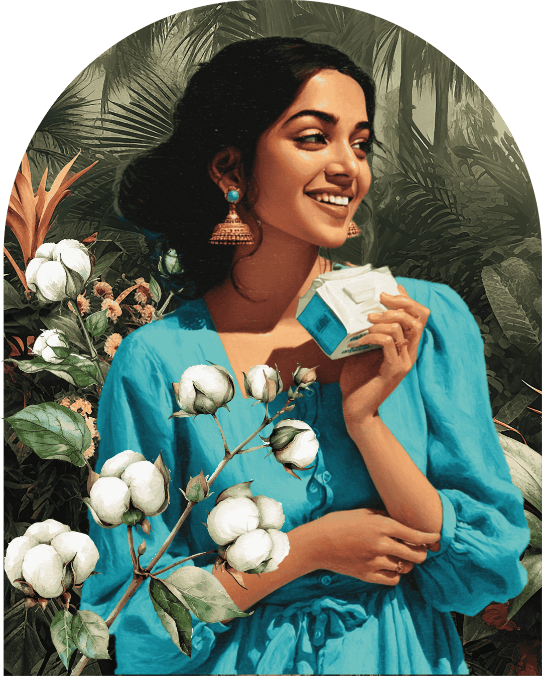 Smiling Woman Holding Pads