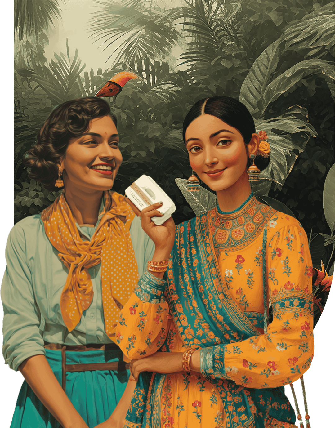 Smiling Woman Holding Pads